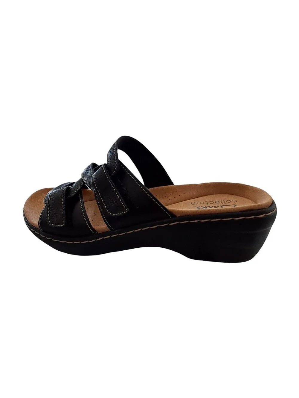 Clarks Merliah Karli Women's Black Leather Slip On Sandals Size 7 N Narrow NEW